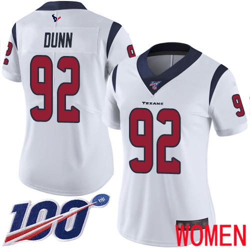 Houston Texans Limited White Women Brandon Dunn Road Jersey NFL Football #92 100th Season Vapor Untouchable